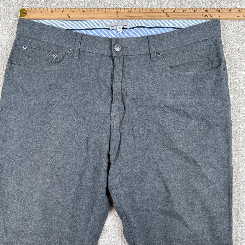 Peter Millar Mens 36x32 Gray Mountainside Flannel 5 Pocket Stretch Pants MF19B01